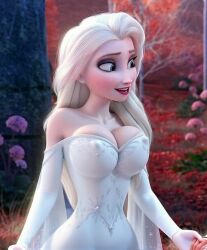 3d big_breasts blonde_hair cleavage disney elsa_(frozen) fake_ruidx frozen_(film) huge_breasts narrow_waist screenshot screenshot_edit