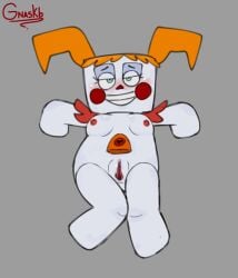 baby_(fnafsl) blush circus_baby circus_baby_(fnaf) eyes_half_open female female_only five_nights_at_freddy's five_nights_at_freddy's:_help_wanted five_nights_at_freddy's:_sister_location gnaskb lying_on_back nipples orange_hair pigtails plush_baby plushie plushophilia pussy qwhite_body simple_background small_breasts smiling solo solo_female tits tits_out twintails