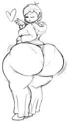 1boy 1male ass back_view big_ass blowing_kiss bubble_ass bubble_butt cute dat_ass dress femboy feminine_male frisk giant_ass girly heart huge_ass human looking_at_viewer looking_back male male_only monochrome rear_view sketch solo thick_ass thick_thighs toby_fox undertale undertale_(series) vhsigil visible_underwear wide_hips wip