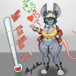 anthro ass big_breasts big_butt breasts female growth growth_sequence hi_res humanoid mammal maze_(mazemaus) mazemaus mouse murid murine nipple_outline nipple_piercing nipples piercing rodent solo thick_thighs wide_hips