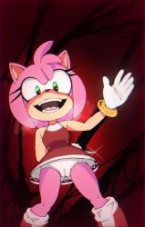 amy_rose boots bracelet cameltoe colono creepy creepy_smile dress female furry gloves grin grinning grinning_at_viewer heavy_breathing knife looking_at_viewer panties pussy sega smile sonic_(series)