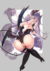 anus demon_girl horns original original_character purple_eyes purple_hair pussy succubus tagme tail tamano_kedama wings