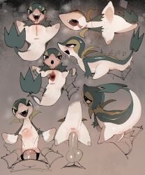 1boy 1girls goonie-san intersex interspecies pokemon pokemon_(species) pokephilia size_difference snake snake_girl snivy