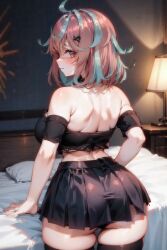 ai_generated bedroom bubble_butt emikukis from_behind huge_breasts inviting multicolored_hair ricochetk virtual_youtuber vtuber wide_hips