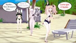 3d 3girls beach breasts danganronpa english_text female female_only human junko_enoshima kirigiri_kyouko koikatsu mukuro_ikusaba multiple_girls pussy tagme text ultimateenf