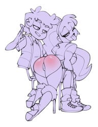 bigdad boots dipper_pines disney disney_channel fanon_couple female gravity_falls high_heel_boots high_heels male on_lap pacifica_northwest red_butt spanking straight_hair tongue_out