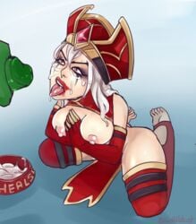 1girls blindwildcat breasts cum cum_bowl cum_eating cum_in_mouth cum_on_face feet female healslut human_female interspecies light-skinned_female light_skin male male/female orc orc_male sally_whitemane submissive warcraft world_of_warcraft