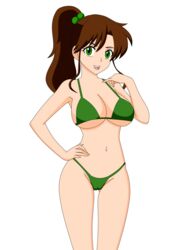 1girls absurd_res alpha_channel athletic big_breasts bikini bishoujo_senshi_sailor_moon cameltoe cleavage cute female female_only for_sticker_use green green_bikini green_eyes hair_tie hand_on_hip large_breasts looking_at_viewer makoto_kino midriff navel pervyangel pinup png ponytail smile solo sticker_template swimsuit thigh_gap tied_hair transparent_background transparent_png underboob