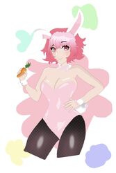 1girls black_legwear bunny_ears bunnysuit crush_crush elle_(crush_crush) looking_at_viewer pink_hair sad_panda_studios solo