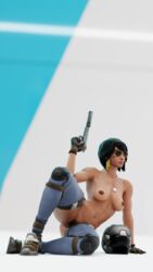 3d abs aviator_pharah aviator_sunglasses black_eyes black_hair blender blue_jeans dark-skinned_female dark_skin female female_pubic_hair gun handgun helmet high_resolution looking_away muscle muscular_female overwatch pharah pharah-best-girl pubic_hair short_hair sunglasses suppressor tanlines tanned tinted_eyewear very_high_resolution weapon