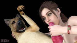 1animal 1girls 3d animal_genitalia bestiality blowjob canine canine_penis claire_redfield claire_redfield_(jordan_mcewen) driigon fellatio female feral resident_evil resident_evil_2 resident_evil_2_remake zoophilia