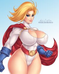 1girls ange1witch big_breasts dc female female_kryptonian female_only kara_zor-l karen_starr kryptonian nipple_bulge nipples nipples_visible_through_clothing power_girl solo solo_female solo_focus superman_(series)