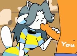 1boy 1girls animated dress faceless_male female female_focus furry handjob male minus8 oral oral_sex outercourse penis penis_in_mouth penis_on_face temmie_(undertale) undertale white_fur