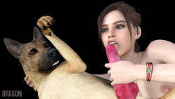 1animal 1girls 3d animal_genitalia bestiality canine canine_penis claire_redfield claire_redfield_(jordan_mcewen) driigon fellatio female feral licking_penis resident_evil resident_evil_2 resident_evil_2_remake zoophilia