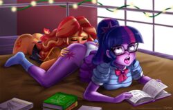 2020 2girls ahe_gao ass blush book bottomless closed_eyes cutie_mark duo equestria_girls female female_only friendship_is_magic glasses hair_ornament john_joseco long_hair multicolored_hair my_little_pony open_mouth oral orange_skin panties panties_aside ponytail purple_eyes purple_hair purple_skin red_hair rolling_eyes sci-twi shirt skirt socks sunset_shimmer thighs tongue tongue_out twilight_sparkle_(mlp) two_tone_hair white_panties yuri