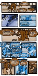♠ 1:2 2020 9:18 anthro ass biped canid closed_eyes cobalt_(tatsuchan18) collar comic detailed_background dialogue english_text fur group hair hi_res male mammal open_mouth sitting spade_(tatsuchan18) speech_bubble standing suit_symbol tatsuchan18 text thought_bubble trio