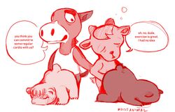 all_fours ambiguous_gender animal_crossing anthro bovid buck_(animal_crossing) caprine dialogue doggy_style english_text equid equine from_behind_position gay goat group group_sex hi_res horse male male/ambiguous mammal maple_(animal_crossing) moist_animal nintendo sex sherb_(animal_crossing) sketch tammy_(animal_crossing) text tired ursid video_games