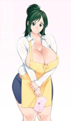 1girls 2020 5_fingers apron big_breasts cleavage clothed clothing eyebrows eyelashes female female_only green_eyes green_hair hair hips huge_breasts human human_only inko_midoriya long_hair mature_female milf mother my_hero_academia newgrounds no_bra pale-skinned_female pale_skin parent sexynomicon shounen_jump solo thick_thighs thighs voluptuous white_background