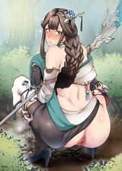 ... 1girls anus ass back bangs bare_shoulders black_footwear blush braid clothing elbow_gloves exposed_anus exposed_ass female female_only gloves granblue_fantasy green_eyes hair_ornament heart high_heels long_hair looking_at_viewer outdoors parted_lips peeing relaxed_anus shura_(granblue_fantasy) solo spoken_ellipsis squatting sweatdrop thighhighs toritora uncensored very_long_hair weapon white_legwear