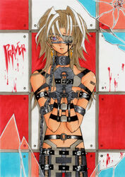 barcode barcode_tattoo blonde_hair bondage chains collar dark_skin eye_patch fetish fetish_wear leash male male_only marik_ishtar purple_eyes solo solo_male yu-gi-oh! yuu-gi-ou_duel_monsters