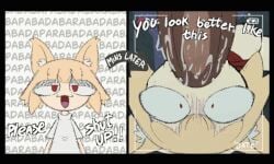 1boy 1girls 2koma algob4v animated balls balls_deep before_and_after blonde_hair dark-skinned_male deepthroat dialogue face_fucking fellatio female forced forced_oral instant_loss instant_loss_2koma male melty_blood neco-arc oral rape raped_female recording text tsukihime wide_eyed yapping
