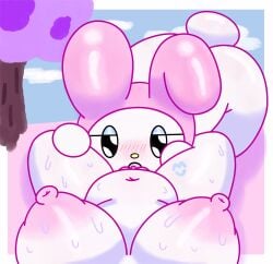 2d 2d_(artwork) 2d_artwork animated anthro areolae big_areola big_breasts breasts breasts_bigger_than_head breasts_out bright_background bright_colors bunny_ears bunny_girl bunny_tail cunnilingus cyka♡ female_pov furry huge_breasts large_breasts lesbian_sex looking_at_viewer my_melody my_sweet_piano nipples onegai_my_melody point_of_view pov sanrio tagme video wagging_tail white_body white_skin yuri