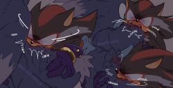 angry anthro bite blood blush blush_lines bodily_fluids chewing duo fangs fur hi_res male male/male onomatopoeia sega shadow_the_hedgehog shipslucia shoulder_bite sonic_(series) sonic_the_hedgehog sonic_the_hedgehog_(series) sonic_the_werehog sonic_unleashed sound_effects sweat sweatdrop teasing teeth text vampire_shadow