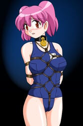 between_labia bondage breast_bondage breasts collar crotch_rope highres hinata_natsumi innie_pussy keroro_gunsou one-piece_swimsuit pink_hair rope school_swimsuit swimsuit