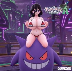 1boy1girl 3d ai ai_art ai_generated artist_logo artist_name belly_button big_breasts bikini black_hair bluesky_link breasts breasts_bigger_than_head creatures_(company) creatures_inc. earrings female game_freak game_logo gangar gengar hex_maniac hex_maniac_(pokemon) hex_maniac_(pokemon_legends:_z-a) hex_maniac_(z-a) looking_at_viewer male navel neon_lights nintendo npc_trainer occult_maniac occult_maniac_(pokemon) occult_maniac_(pokemon_legends:_z-a) occult_maniac_(z-a) pokeball_print pokemon pokemon_(species) pokemon_legends:_z-a pokemon_rgby purple_body purple_eyes quinzo11 red_eyes self_upload sitting sitting_female sitting_on_pokemon teeth the_pokemon_company