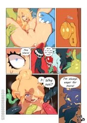 after_rape after_sex bokoblin combos-n-doodles comic crossdressing cum_in_ass dialogue english_text femboy fish_humanoid gynomorph imminent_gangbang imminent_gangrape imminent_rape imminent_sex imp imp_midna link lizard_humanoid lizardman male/male midna multiple_boys orc penises_everywhere pig_humanoid slime the_legend_of_zelda
