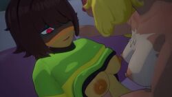 3d 3d_animation anthro anthro_on_human breasts deltarune human kris_(deltarune) kris_female_(deltarune) lesbian_sex no_sound noelle_holiday nuke84 semi_nude tagme twitter_link undertale_(series) video yuri