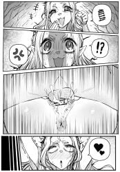 ahe_gao anthro arrogant blush bodily_fluids correction cum duo ejaculation enjoying eye_roll felid feline female genital_fluids genitals hair heart_symbol hi_res humanoid inside interrobang invalid_tag looking_pleasured male male/female mammal messy_hair monochrome mouth nagi_ria penis penis_awe penis_shadow pointy_ears press pubes pubic sex slay_the_princess the_witch_(slay_the_princess) vulva white_body