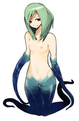 1girls cthulhu_mythos dagon green_hair h.p._lovecraft kneeling long_hair monster_girl nanashin navel nipples nude personification red_eyes rule_63 scylla smile solo tentacle tentacle_girl