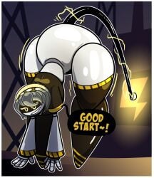 1girls ass ass_focus ass_up big_ass browser124 charging electric electric_shock electricity energy female female_focus female_only glitch_productions inflation legs looking_at_viewer murder_drones obese overweight reloading robot robot_girl smile smiling smiling_at_viewer tail v_(murder_drones) yellow_eyes yellow_eyes_female