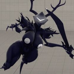 3d 3d_render antlers big_balls big_breasts big_penis black_body deltarune deltarune_chapter_3 deltarune_chapter_4 dotflare glowing_eyes josugomezofficialnew jumping kabalmystic large_areolae lunging penis_hanging roaring_knight sfm sfm_default_map shiny skinny_arms source_filmmaker source_filmmaker_(artwork) sword thick_hips thick_legs thick_thighs tree_of_goons
