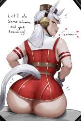 2026 absurd_res aelion_umbr animal_humanoid anus ass back_boob big_butt bottomless breasts clothed clothing cygames dialogue emanata english_text equid equid_humanoid equine equine_humanoid eyebrows eyelashes female genitals gold_ship_(umamusume) hair hands_on_hips hat hat_only headgear headgear_only headwear headwear_only heart_symbol hi_res horse_humanoid humanoid mammal mammal_humanoid mostly_nude red_eyes sitting solo text umamusume umamusume_pretty_derby vulva white_hair