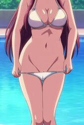 1girls ai_generated animated large_breasts pool poolside pulling_panties pussy removing_clothing sexy_body spread_pussy standing tagme tanned_female thighs undressing video white_panties