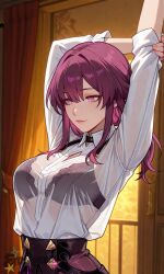 artist:eroqueen honkai_star_rail kafka_(honkai_star_rail) 1girl solo breasts large_breasts nipples areolae ass pussy nude completely_nude uncensored nsfw hentai blush curvy thick_thighs wide_hips thighs navel long_hair looking_at_viewer smile seductive open_mouth full_body high_resolution highly_detailed simple_background rule34 ai_generated patreon