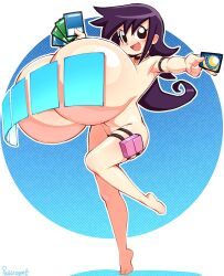 1girls angstrom black_eyes black_hair cards colored completely_naked completely_naked_female completely_nude completely_nude_female duel_masters fair_skin hyper hyper_breasts tagme tasogare_mimi top_heavy