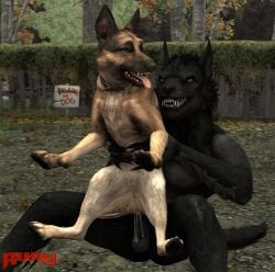 3d animal_genitalia animal_vulva anthro anthro_on_feral anthro_penetrating anthro_penetrating_feral beware_of_dog bodily_fluids canid canine canine_genitalia canine_vulva canis cum cum_drip cum_in_vagina cum_inside dogmeat domestic_dog dripping duo fallout female female_penetrated fence feral feral_penetrated forest genital_fluids genitals german_shepherd herding_dog holding_another humor male male/female male_penetrating male_penetrating_female mammal microsoft mythological_canine mythological_creature mythology pastoral_dog penetration plant renderswithwolves seated_sex sex sign skyrim_werewolf tree werecanid werecanine werecreature werewolf zoophilia