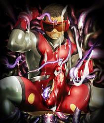 1boy anal bodysuit clothing cum glasses insertion male male_rape_victim male_urethral_insertion mentaiko multiple_insertions nodules penis pose posing rape red_suit resistance suit tentacle tentacle_nodules tentacle_on_male tentaclejob testicles torn_clothing undressing urethral_insertion urethral_penetration