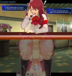1futa 1girls 2girls 3d anilingus atlus balls big_breasts big_cumshot big_penis big_thighs bottom_heavy bottomless breasts brown_eyes brown_hair caught cockrochi covered_in_cum cum cum_on_leg cum_on_lower_body cumming dialogue embarrassed female futa_with_female futanari hidden hidden_sex hiding highres huge_breasts huge_cock huge_cumshot huge_thighs intersex koikatsu massive_penis mitsuru_kirijo movement_lines onomatopoeia penis persona persona_3 public red_eyes red_hair rimming rimming_futa rusty_trombone self_upload stealth_sex talking text thick_thighs trying_to_be_quiet uncensored under_the_table wide_hips x-ray yukari_takeba