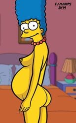 1girls fjm huge_belly marge_simpson pregnant ready_to_pop solo the_simpsons