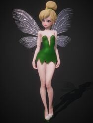 3d bare_shoulders big_eyes blonde_hair blue_eyes disney dress eyelashes fairy fairy_wings female green_dress green_shoes hair_bun hair_tie high_heels honey_select honey_select_2 inmortal legs leotard_peek light-skinned_female light_skin lips lipstick micro microdress minigirl panty_peek peter_pan_(disney) pointy_ears red_lips red_lipstick small_breasts strapless_dress tinker_bell v-neck wings