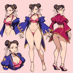 1girls ai_generated amiral_ai bikini breasts brown_hair capcom chun-li cleavage female large_breasts light-skinned_female light_skin street_fighter thick_thighs twin_buns wide_hips