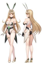 1girls absurd_res big_breasts blonde_hair bodysuit bunnysuit cleavage earrings high_heels high_res jewelry mythra nintendo rabbit_ears rabbit_tail side_bangs transparent_background vodka13 xenoblade_(series) xenoblade_chronicles_2 yellow_eyes