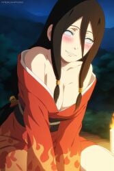 1girls ai_generated artist_name artkoikoi bare_shoulders big_breasts blush boruto:_naruto_next_generations breasts brown_hair candle cleavage commentary female female_focus female_only fire flame flame_print hair_between_eyes hyuuga_hanabi kimono koikoi light-skinned_female light_skin long_hair low-tied_long_hair low_ponytail nai_diffusion naruto naruto:_the_last naruto_(series) patreon_username petite ponytail smile solo stable_diffusion text url very_long_hair violet_eyes watermark web_address yukata