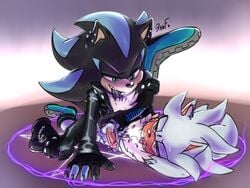 anal anal_sex gay krazyelf leather_jacket mephiles_the_dark piercing pleasure_face silver_the_hedgehog sonic_(series)