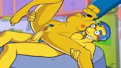 anal anal_sex cartoony fjm male marge_simpson milhouse_van_houten penis straight the_simpsons traced