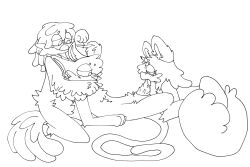 2boys1girl 3some alternative_universe catnap_(poppy_playtime) crafty_corn cutting furry_only kickinchicken_(poppy_playtime) no_color no_humans purinpuppy self_harm sketch smiling_critters threesome